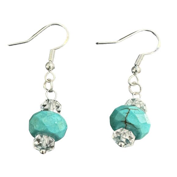 Turquoise Hook Drop Earrings Costume Jewelry - Picture 1 of 5